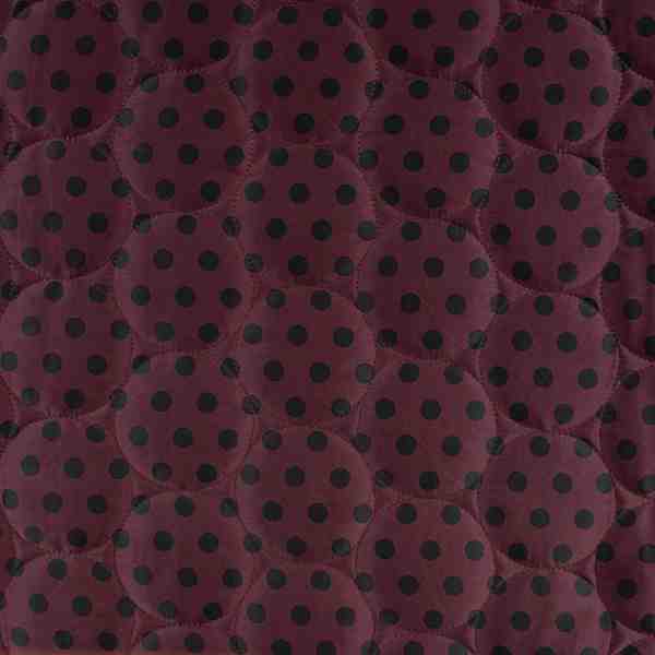 TISSU MATELASSE CERCLE A POIS BORDEAUX ET NOIR