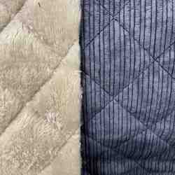 TISSU VELOURS COTELE  MARINE INTERIEUR BEIGE