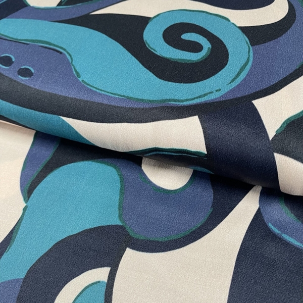 TISSU SATIN VISCOSE VINTAGE NINA BLEU TURQUOISE