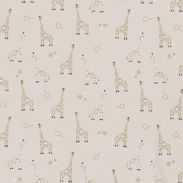 TISSU POPELINE COTON GIRAFE BEIGE