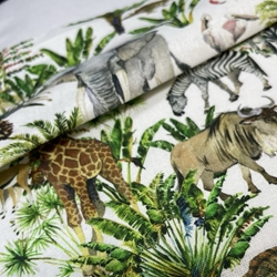 TISSU COTON IMPRIME LES ANIMAUX DE LA JUNGLE
