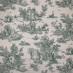 TISSU TOILE DE JOUY PASTORALE ECRU VERT