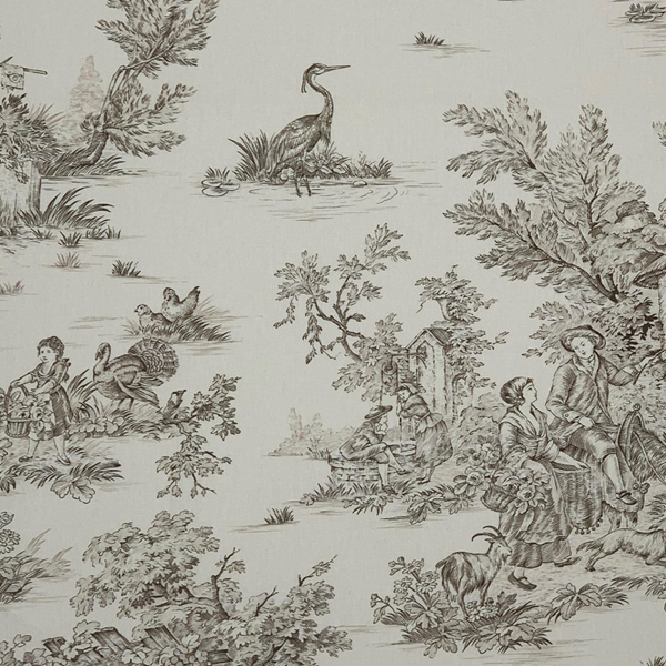 TISSU TOILE DE JOUY PASTORALE ECRU LIN