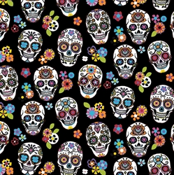 TISSU COTON ENDUIT CALAVERA NOIR 
