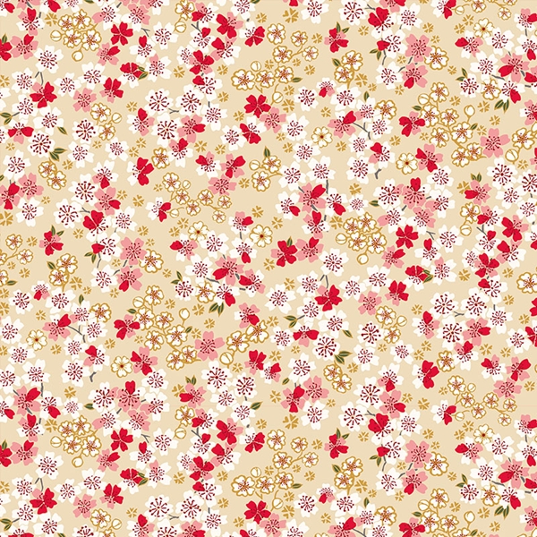 TISSU COTON SAKURA FLEUR IVOIRE