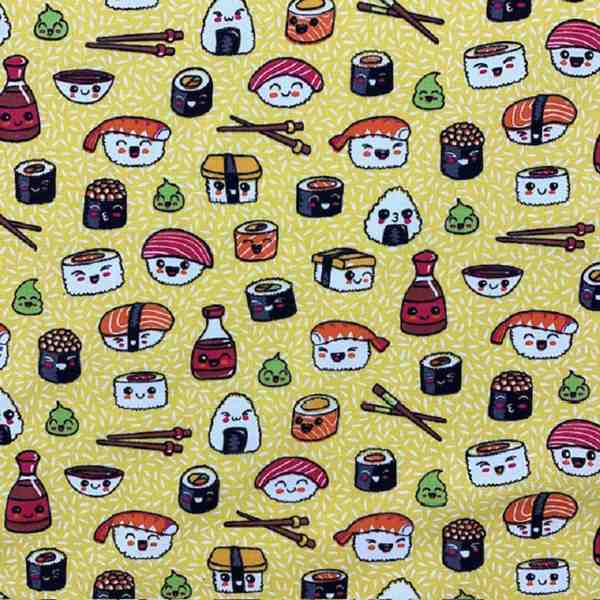 TISSU COTON BOLS SUSHI JAPONAIS 