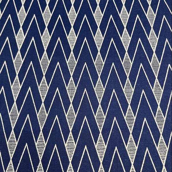 TISSU COTON IMPRIME CHEVRON MARINE