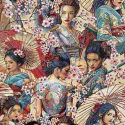 TISSU JACQUARD GOBELIN SAMURAI JAPONAIS