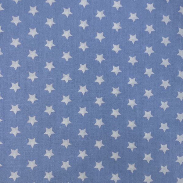 COUPON 70X30CM ETOILES BLANCHES FOND BLEU CIEL