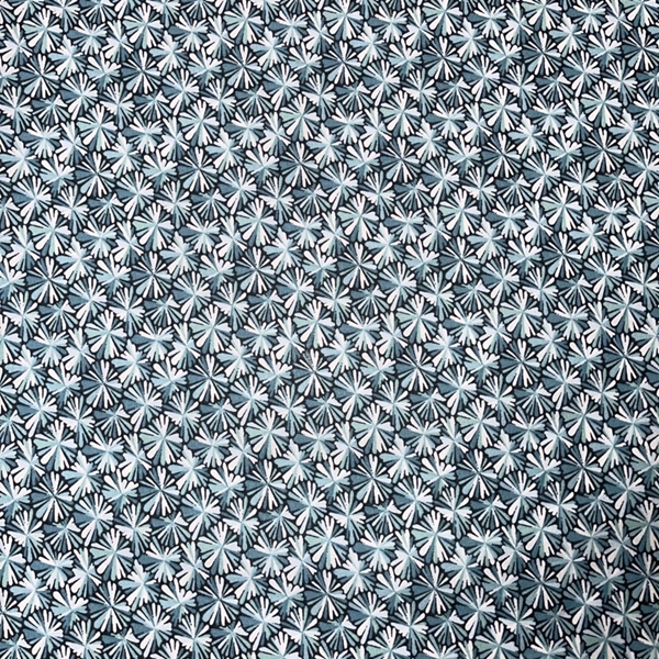 TISSU COTON FLEUR TURQUOISE 