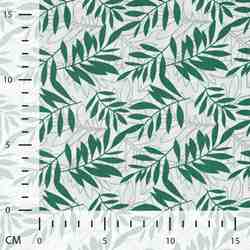 TISSU COTON IMPRIMÉ FEUILLAGE VERT