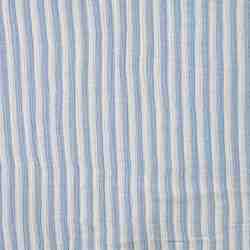 TISSU GAZE DE COTON RAYÉ BLEU ET BLANC