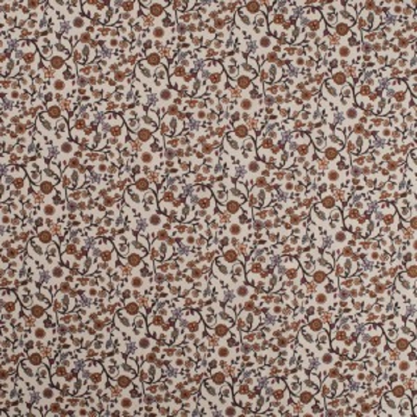 TISSU VOILE DE COTON DIGITAL FLEUR ORANGE