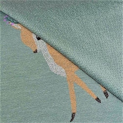 TISSU JERSEY IMPRIME BAMBI VERT OEKO-TEX