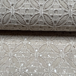 TISSU DENTELLE ROSACE BEIGE 