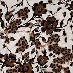 TISSU VISCOSE STRETCH IMPRIMÉ FLORAL LÉOPARD BEIGE