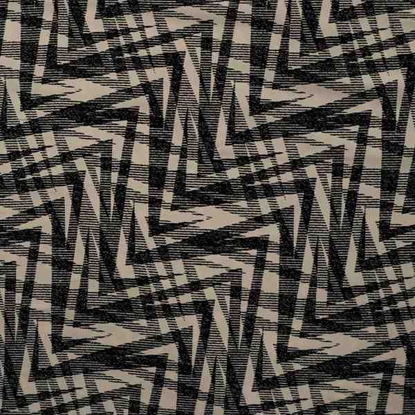TISSU VISCOSE GRAPHIQUE ZIG ZAG NOIR BEIGE