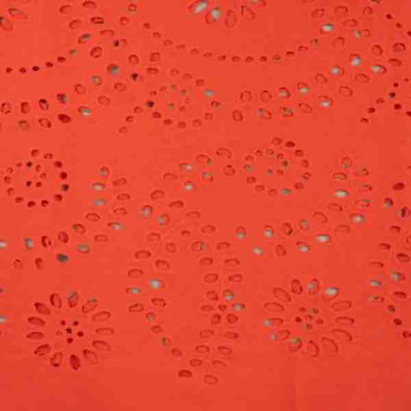 TISSU BRODERIE ANGLAISE ORANGE