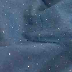 TISSU COTON STRASS BLEU FONCE