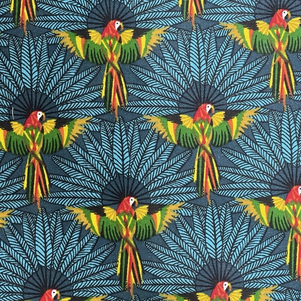 TISSU COTON IMPRIME OEKO-TEX PERROQUET