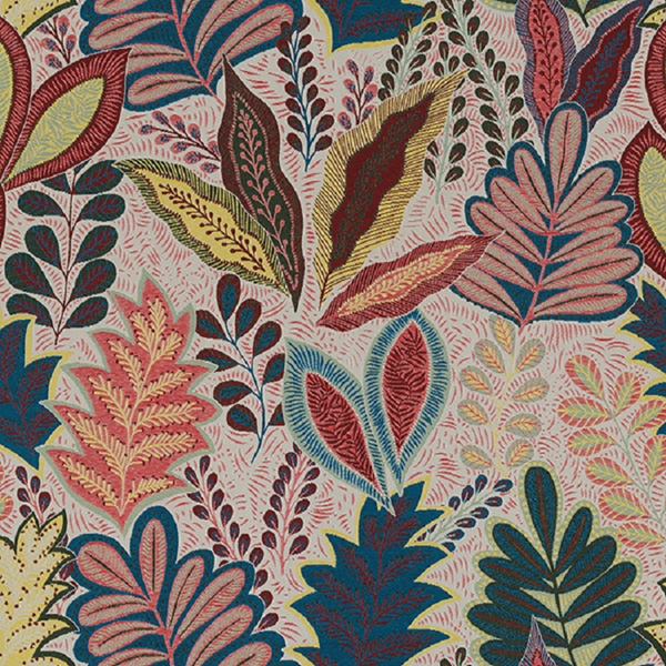 TISSU JACQUARD BOTANIC MULTICOLORE