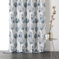 JACQUARD CORALIE FLEUR BLEU GRIS