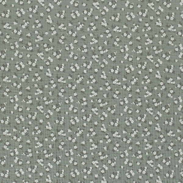 TISSU DOUBLE GAZE FLEURETTE VERT
