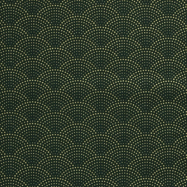 TISSU COTON DESSIN DE NOEL VERT ET OR