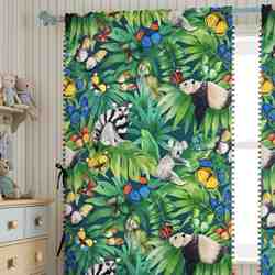 TISSU THEVENON SIEGE FORET ENCHANTEE FOND BLEU 