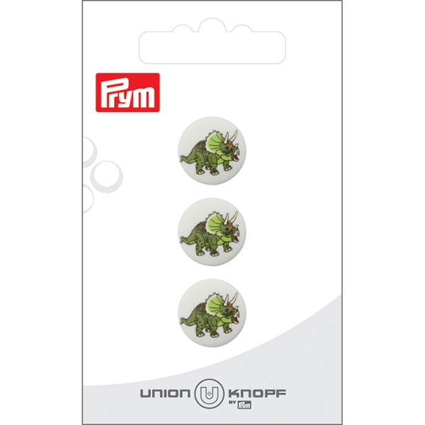 Bouton poly. 2-tr 15mm dino vert 