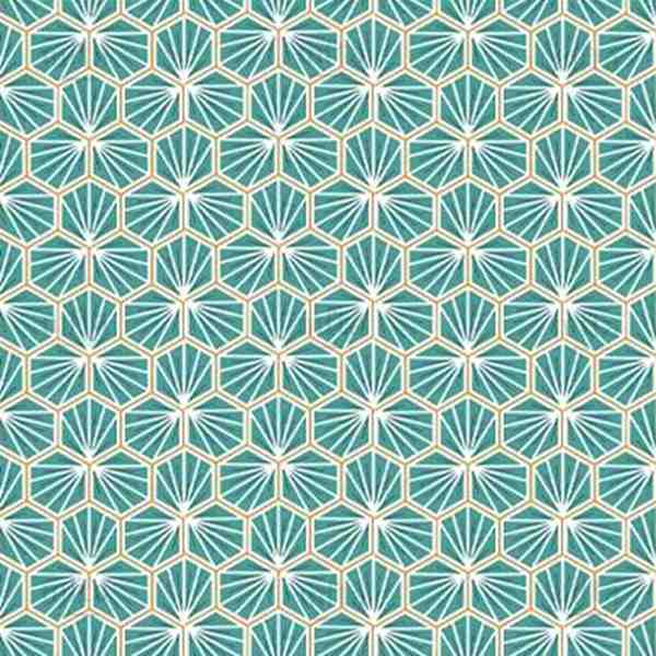 TISSU COTON ENDUIT GEOMETRIQUE RIAD LAGON