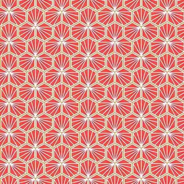 TISSU COTON ENDUIT GEOMETRIQUE RIAD CORAIL