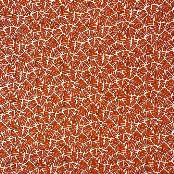 TISSU COTON ENDUIT EVENTAIL GRAPHIQUE TERRACOTTA