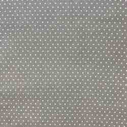 TISSU MFTA COTON TAUPE A PETITS POIS BLANCS