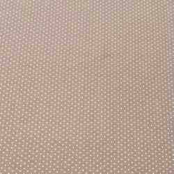 TISSU MFTA COTON TAUPE A PETITS POIS BLANCS