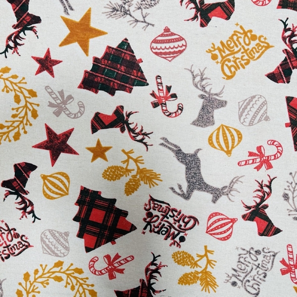 TISSU NOEL SAPIN ECOSSAIS NATUREL