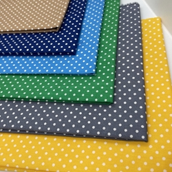 COUPON 70X25CM POIS BLANCS FOND JAUNE