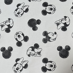 TISSU DISNEY COTON MICKEY MINNIE NOIR BLANC 