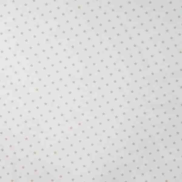 TISSU JERSEY COTON BLANC ÉTOILES BEIGE