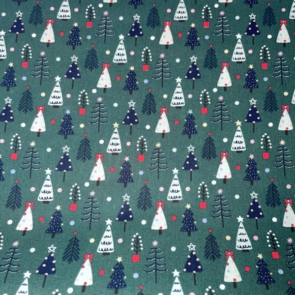 TISSU POPELINE DE COTON SAPIN DE NOEL