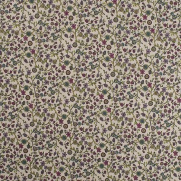 TISSU COTON VOILE DIGITAL FLEUR VIOLET VERT