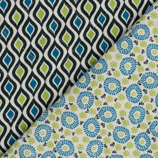 TISSU MATELASSE ENFANT BLEU VERT