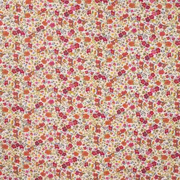 TISSU VOILE DE COTON DIGITAL SEMIS ORANGE SAUMON