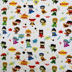 TISSU COTON MON PETIT HEROS MULTICOLORE 