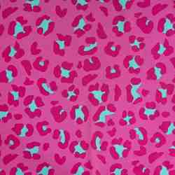 TISSU COTON IMPRIMÉ MOTIFS LÉOPARD ROSE TURQUOISE