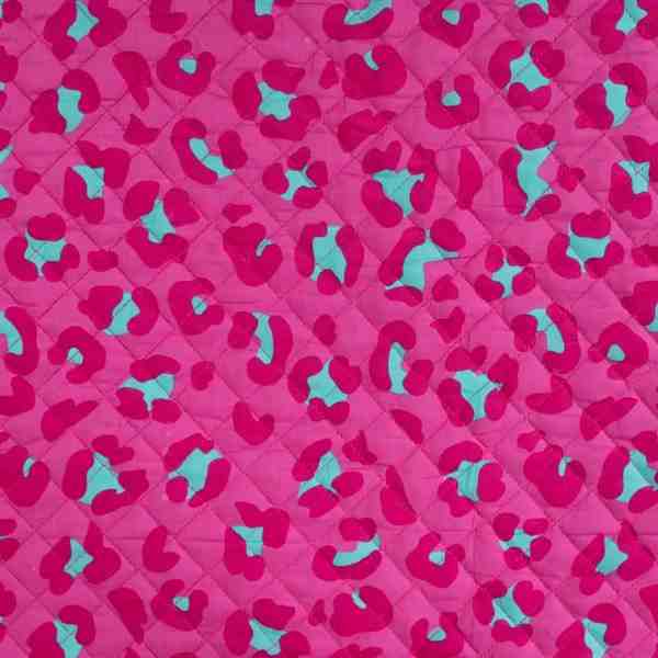 TISSU MATELASSÉ COTON IMPRIMÉ RÉVERSIBLE ROSE BLEU