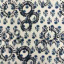 TISSU COTON IMPRIMÉ INDIENNE BLANC BLEU CHIC