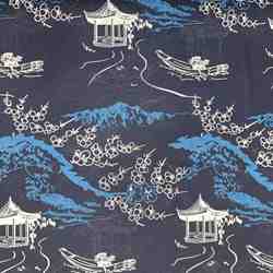 TISSU COTON IMPRIMÉ INDIENNE PAYSAGE JAPONAIS