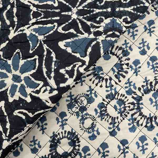 TISSU MATELASSÉ RÉVERSIBLE FAIENCE BLEU NATUREL