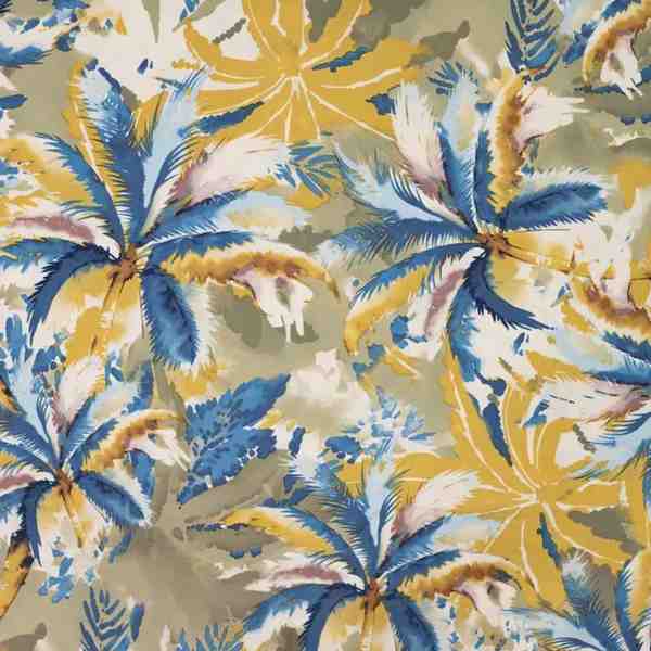 TISSU VISCOSE IMPRIMÉ PALMIERS TROPICAUX KAKI